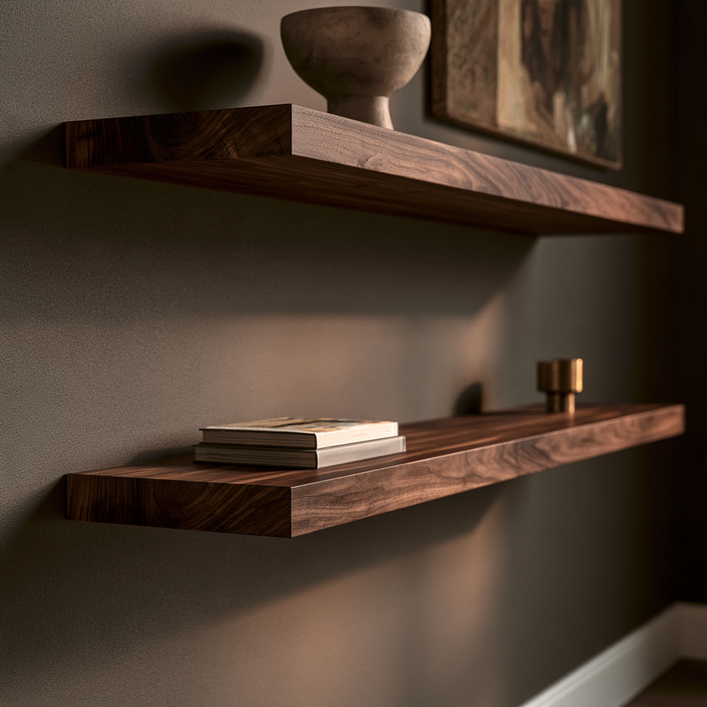 Floating Slab Shelf — Solid Walnut Floating Shelf