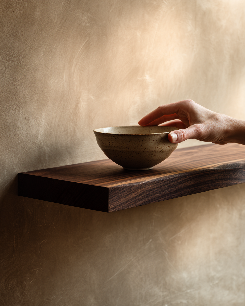 Floating Slab Shelf — Solid Walnut Floating Shelf